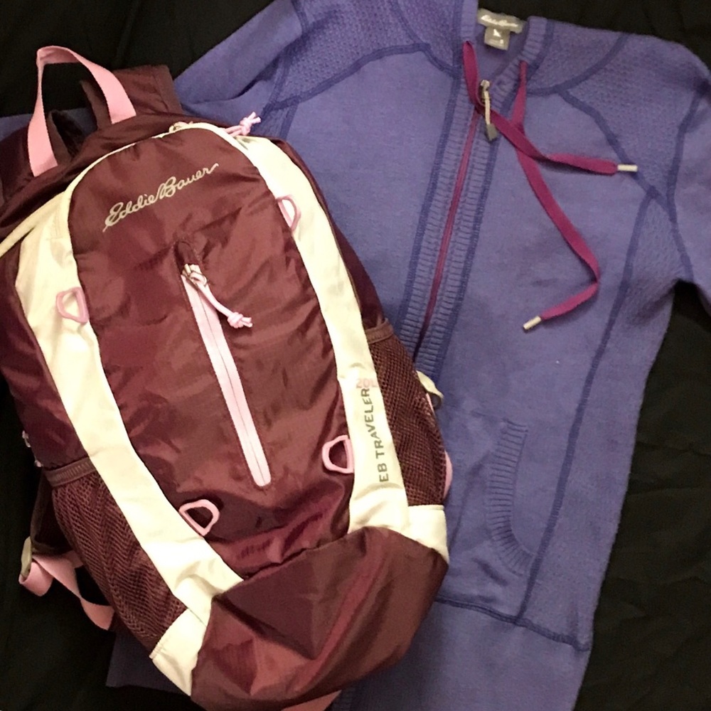 Eddie Bauer lightweight maroon backpack